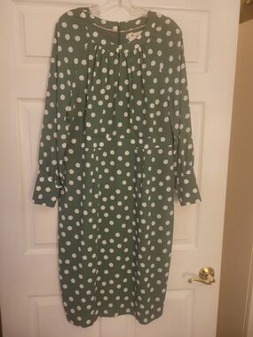 Boden Green Polka Dot Long Sleeve Dress